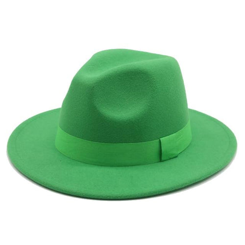 Fedora Hat Women Winter Hats for Women Ribbon Band Hat Wide Brim-Winter Hats-Arimonz-Grass green-S-Arimonz