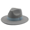 Fedora Hat Women Winter Hats for Women Ribbon Band Hat Wide Brim-Winter Hats-Arimonz-Gray-S-Arimonz