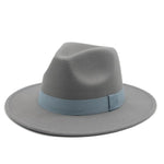 Fedora Hat Women Winter Hats for Women Ribbon Band Hat Wide Brim-Winter Hats-Arimonz-Gray-S-Arimonz