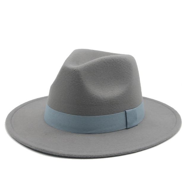 Fedora Hat Women Winter Hats for Women Ribbon Band Hat Wide Brim-Winter Hats-Arimonz-Gray-S-Arimonz