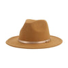Fedora Hat Women Winter Hats for Women Ribbon Band Hat Wide Brim-Winter Hats-Arimonz-Khaki-Gold-S-Arimonz
