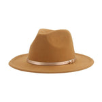 Fedora Hat Women Winter Hats for Women Ribbon Band Hat Wide Brim-Winter Hats-Arimonz-Khaki-Gold-S-Arimonz