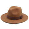 Fedora Hat Women Winter Hats for Women Ribbon Band Hat Wide Brim-Winter Hats-Arimonz-Khaki-S-Arimonz