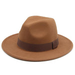 Fedora Hat Women Winter Hats for Women Ribbon Band Hat Wide Brim-Winter Hats-Arimonz-Khaki-S-Arimonz