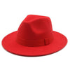 Fedora Hat Women Winter Hats for Women Ribbon Band Hat Wide Brim-Winter Hats-Arimonz-Red-S-Arimonz
