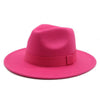 Fedora Hat Women Winter Hats for Women Ribbon Band Hat Wide Brim-Winter Hats-Arimonz-Rose red-S-Arimonz