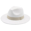 Fedora Hat Women Winter Hats for Women Ribbon Band Hat Wide Brim-Winter Hats-Arimonz-White B-S-Arimonz