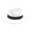 Fedora Hat Women Winter Hats for Women Ribbon Band Hat Wide Brim-Winter Hats-Arimonz-White-S-Arimonz