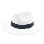 Fedora Hat Women Winter Hats for Women Ribbon Band Hat Wide Brim-Winter Hats-Arimonz-White-S-Arimonz