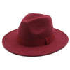 Fedora Hat Women Winter Hats for Women Ribbon Band Hat Wide Brim-Winter Hats-Arimonz-Wine-Red-S-Arimonz