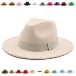 Fedora Hat Women Winter Hats for Women Ribbon Band Hat Wide Brim-Winter Hats-Arimonz-Arimonz