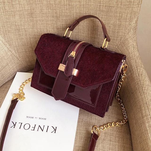 Fiona Chain Crossbody Bag-Handbags-Arimonz-Burgundy-Arimonz