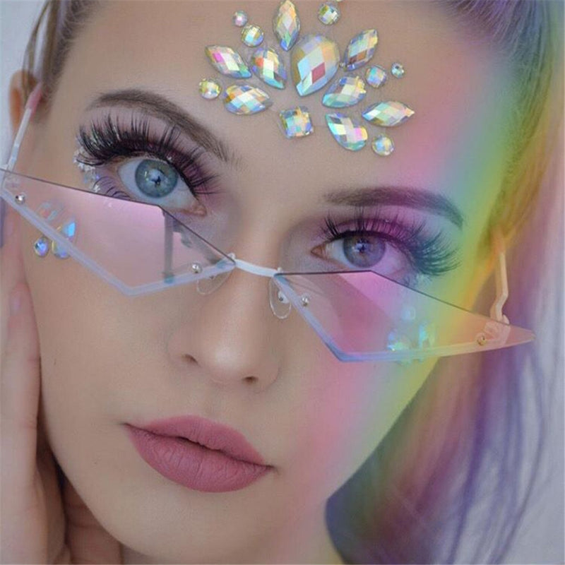 Fire Diamond Shape Flame Sunglasses Women Men Rimless Wave Sun Glasses-Sunglasses-Arimonz-Arimonz