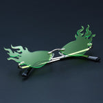 Fire Diamond Shape Flame Sunglasses Women Men Rimless Wave Sun Glasses-Sunglasses-Arimonz-Fire Neon green-Arimonz