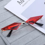 Fire Diamond Shape Flame Sunglasses Women Men Rimless Wave Sun Glasses-Sunglasses-Arimonz-Polygon Red-Arimonz
