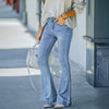 Flare Jeans Women Denim Pants Stretch Pocket Trousers Straight Pants-Skinny Jeans-Arimonz-Arimonz