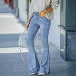 Flare Jeans Women Denim Pants Stretch Pocket Trousers Straight Pants-Skinny Jeans-Arimonz-Arimonz