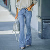 Flare Jeans Women Denim Pants Stretch Pocket Trousers Straight Pants-Skinny Jeans-Arimonz-Light Blue-S-Arimonz