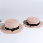 Flat Brim Bow knot Straw-Hats-Arimonz-pink-Arimonz