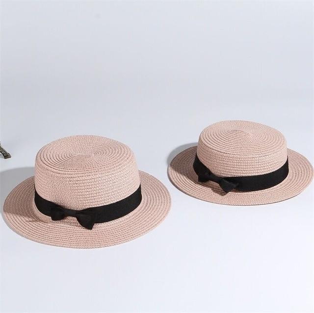 Flat Brim Bow knot Straw-Hats-Arimonz-pink-Arimonz