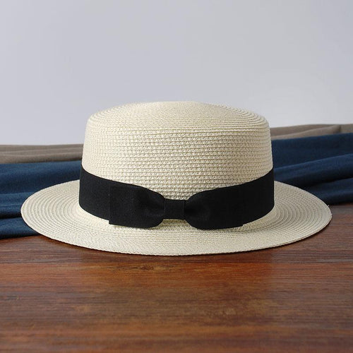 Flat Brim Bow knot Straw-Hats-Arimonz-Arimonz