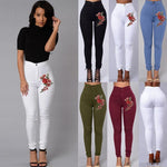 Floral Embroidered High Waist Skinny Jean-Skinny Jeans-Arimonz-Arimonz