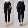 Floral Embroidered High Waist Skinny Jean-Skinny Jeans-Arimonz-Black-S-Arimonz
