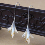 Flower Drop Earrings for Women Two Tone Design Jewelry-Earrings-Arimonz-Arimonz