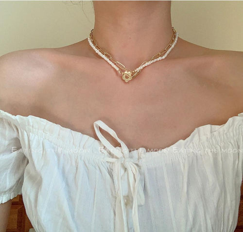 Flowers Metal Beads Chain Necklace for Women Simple Bead Necklace for Women-Necklaces-Arimonz-Arimonz