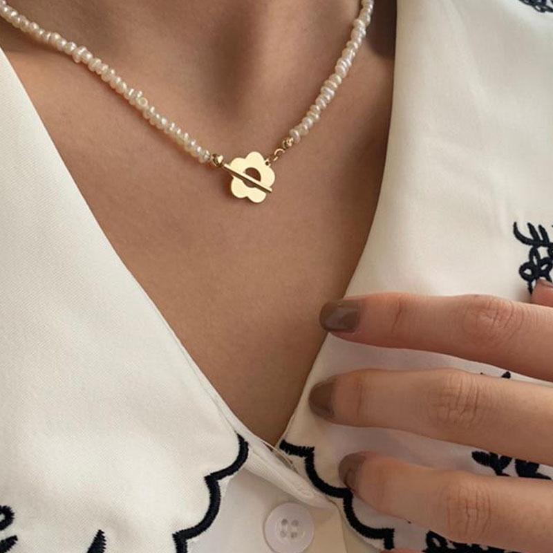 Flowers Metal Beads Chain Necklace for Women Simple Bead Necklace for Women-Necklaces-Arimonz-Arimonz