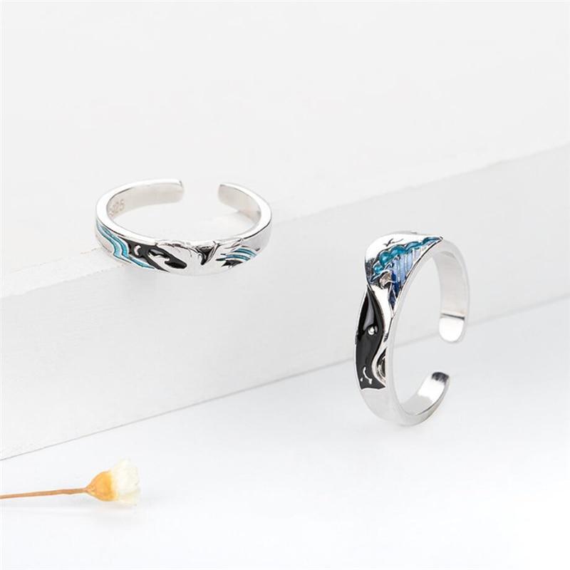 Flying Bird and Fish Couple Ring Romantic Resizable Couple Ring-Rings-Arimonz-Arimonz