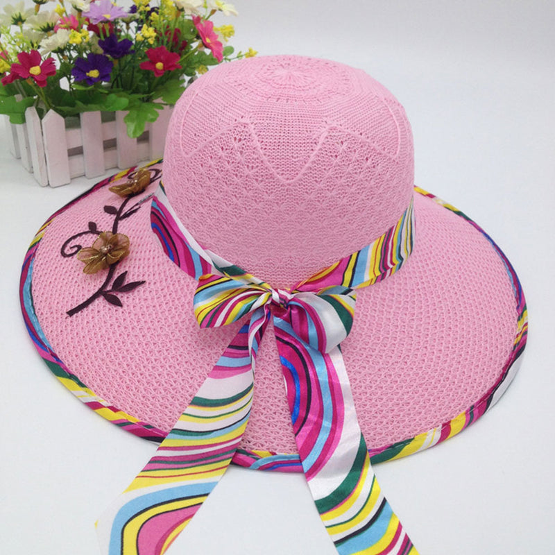 Foldable Wide Brim Floppy Girls Straw Sun Hat Beach Women Summer Hat-Summer Hats-Arimonz-Arimonz