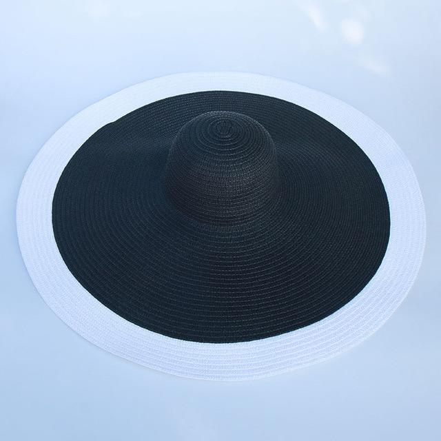 Foldable Women Oversized Hat Large Brim Summer Sun Beach Hats-Summer Hats-Arimonz-black white-Arimonz