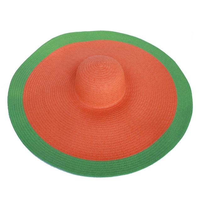 Foldable Women Oversized Hat Large Brim Summer Sun Beach Hats-Summer Hats-Arimonz-orange green-Arimonz