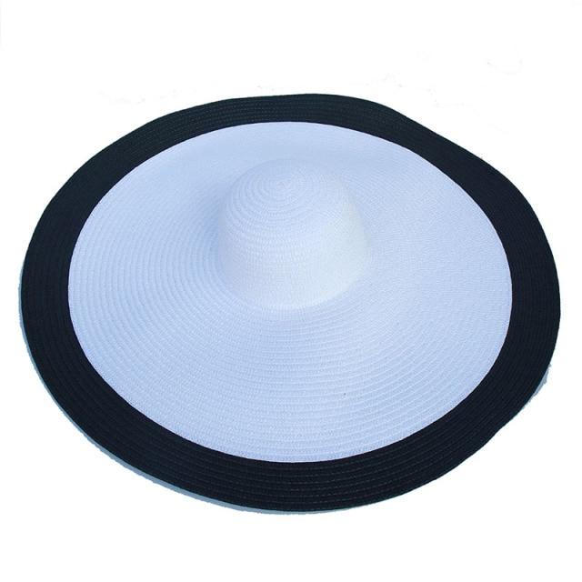 Foldable Women Oversized Hat Large Brim Summer Sun Beach Hats-Summer Hats-Arimonz-white black-Arimonz