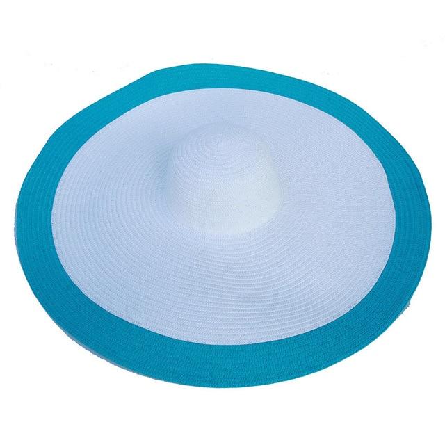 Foldable Women Oversized Hat Large Brim Summer Sun Beach Hats-Summer Hats-Arimonz-white blue-Arimonz