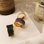 French Vintage Inlaid Gold Rim Ring-Rings-Arimonz-Arimonz