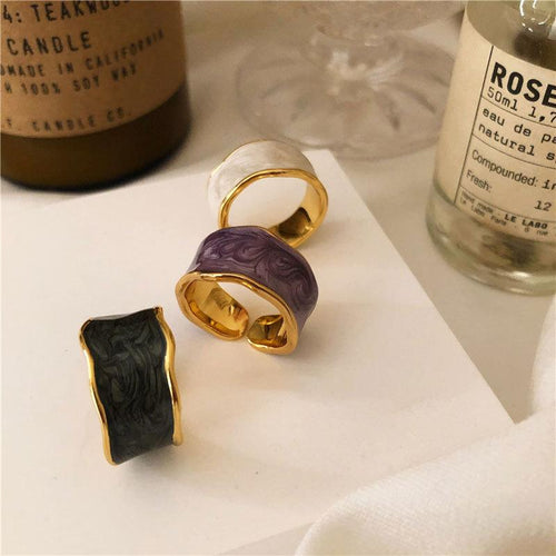 French Vintage Inlaid Gold Rim Ring-Rings-Arimonz-Arimonz