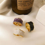 French Vintage Inlaid Gold Rim Ring-Rings-Arimonz-Arimonz