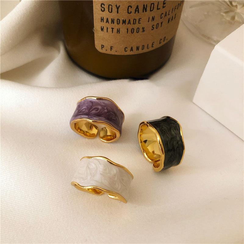 French Vintage Inlaid Gold Rim Ring-Rings-Arimonz-Arimonz