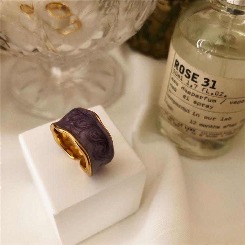 French Vintage Inlaid Gold Rim Ring-Rings-Arimonz-Arimonz