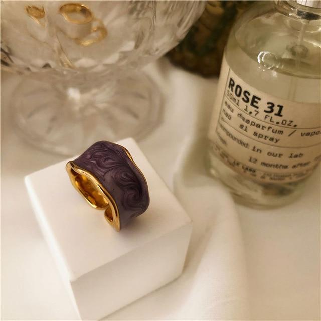 French Vintage Inlaid Gold Rim Ring-Rings-Arimonz-Arimonz