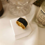 French Vintage Inlaid Gold Rim Ring-Rings-Arimonz-Arimonz
