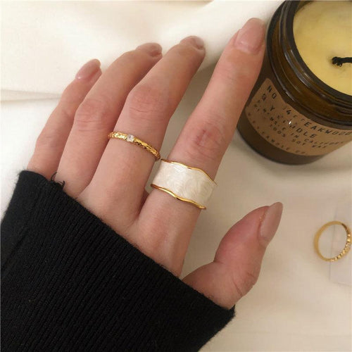 French Vintage Inlaid Gold Rim Ring-Rings-Arimonz-Arimonz