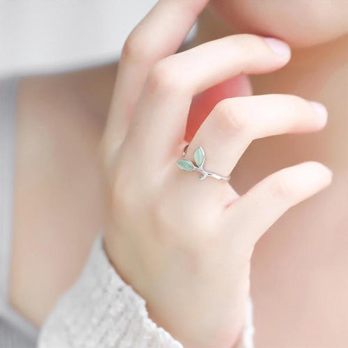 Fresh Leaf Ring for Women Personality Fashion Resizable Opening Ring-Rings-Arimonz-Arimonz