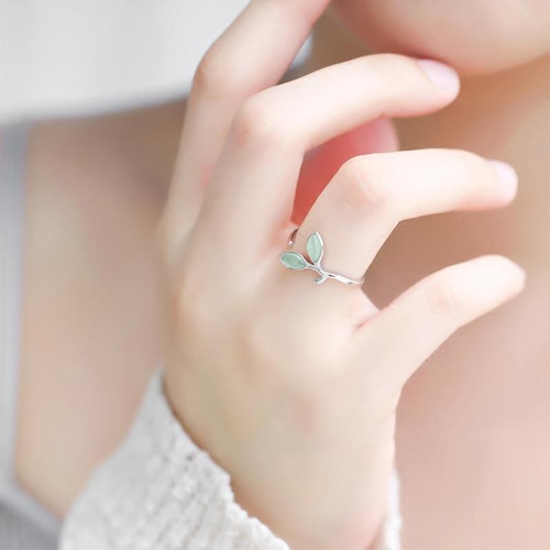 Fresh Leaf Ring for Women Personality Fashion Resizable Opening Ring-Rings-Arimonz-Arimonz