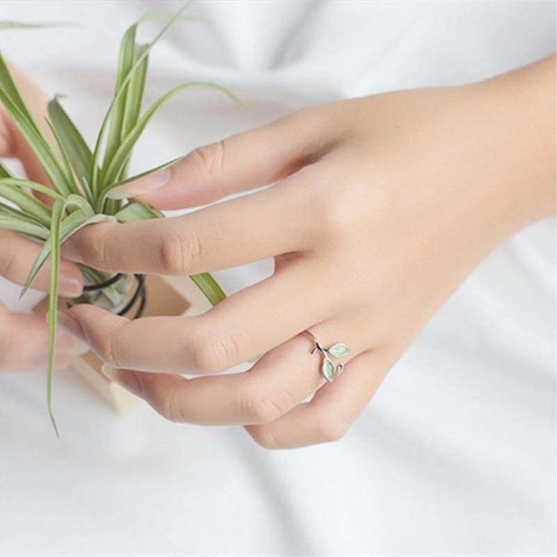 Fresh Leaf Ring for Women Personality Fashion Resizable Opening Ring-Rings-Arimonz-Arimonz