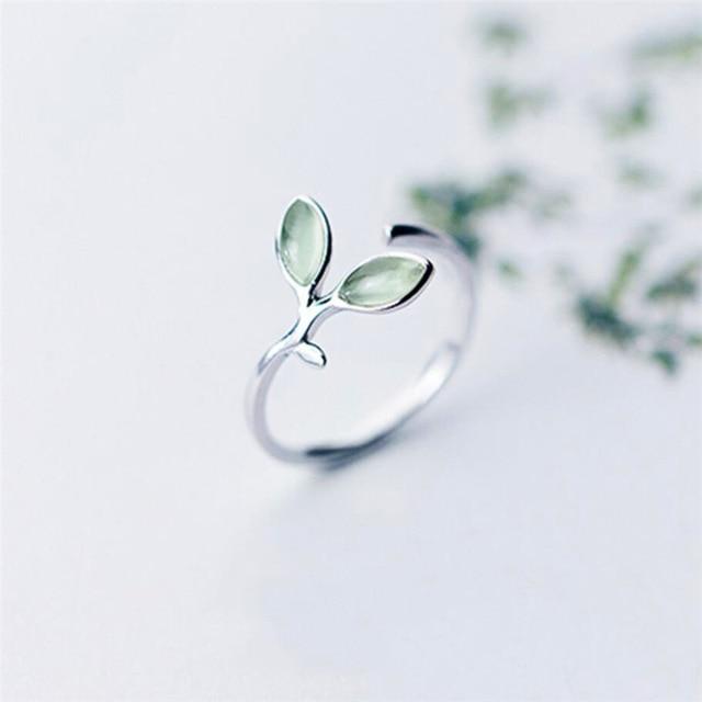 Fresh Leaf Ring for Women Personality Fashion Resizable Opening Ring-Rings-Arimonz-Arimonz