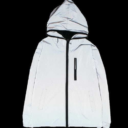 Full Reflective Jacket Light Hoodies Women Jackets Hip Hop Windbreaker-Bomber Coats-Arimonz-Arimonz