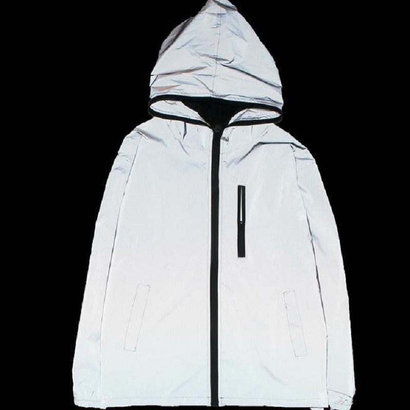 Full Reflective Jacket Light Hoodies Women Jackets Hip Hop Windbreaker-Bomber Coats-Arimonz-Arimonz
